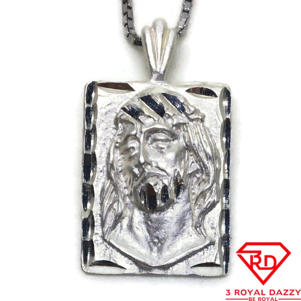 Jesus Portrait 3D Pendant 925 Sterling Silver